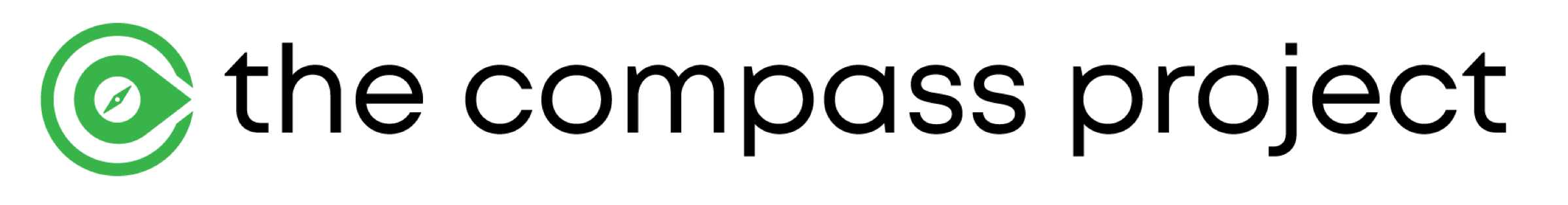 A green circular logo with a compass design next to the text "the compass project" in lowercase letters.